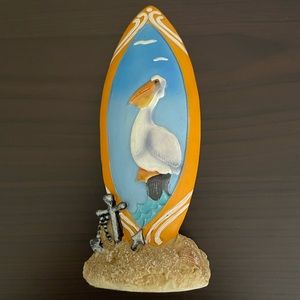Decorative Surfboard with Pelican